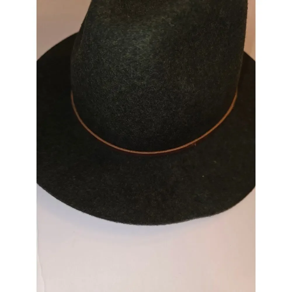 BRIXTON Wool Fedora Hat Leather Band 00212 M 7 1/4 (58 cm) -- Moss Green Western